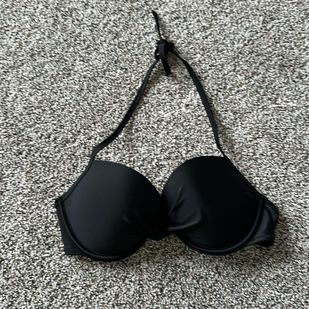 EUC Aerie 32D black halter bikini top